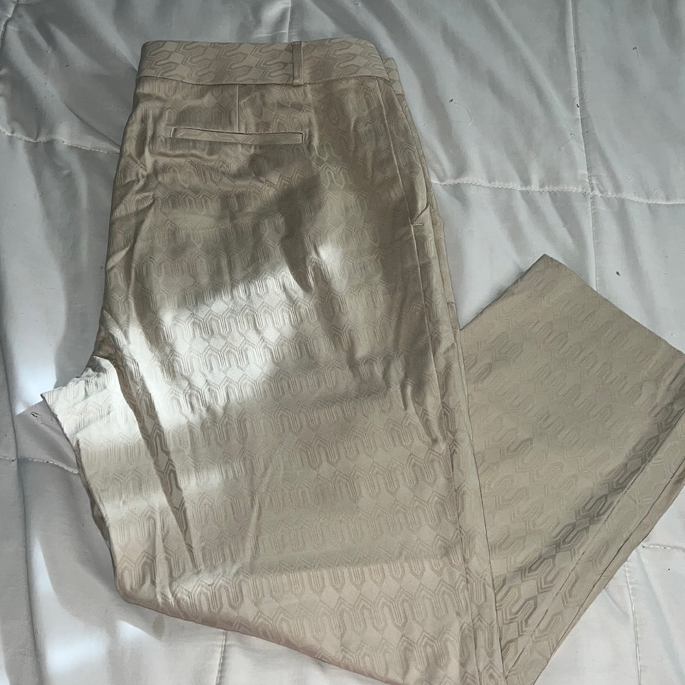 🤎Banana Republic Womens Hampton Pants Ankle Crop Geometric Beige. Size 16🤎